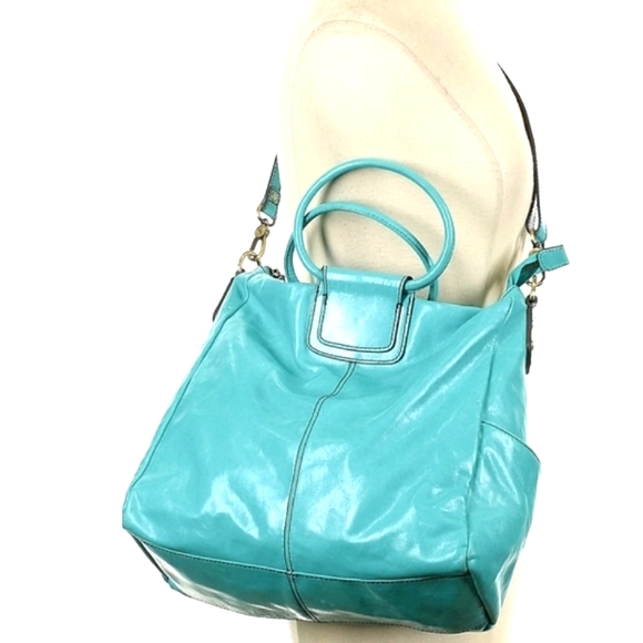 HOBO Iconic 'Sheila' Turquoise Large Leather Satchel with Wanderlust Lining - Picture 8 of 13
